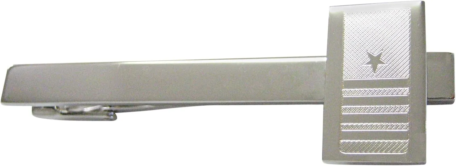 Kiola Designs Silver Toned Etched Nautical Captain Rank Square Tie Clip