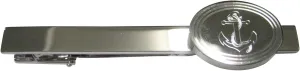 Kiola Designs Silver Toned Etched Oval Nautical Roped Anchor Tie Clip
