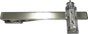 Kiola Designs Silver Toned Textured Nautical Light House Square Tie Clip
