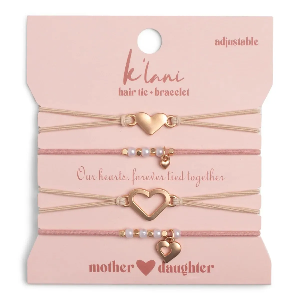 K'lani Boho Hair Tie Bracelets for Mother & Daughter, Adjustable Elastic with Charms, No-Damage Ponytail Holders, Stylish Bracelets for Thick & Thin Hair, Chic, Trendy & Practical, Ideal Gift Set of 2