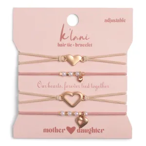 K'lani Boho Hair Tie Bracelets for Mother & Daughter, Adjustable Elastic with Charms, No-Damage Ponytail Holders, Stylish Bracelets for Thick & Thin Hair, Chic, Trendy & Practical, Ideal Gift Set of 2