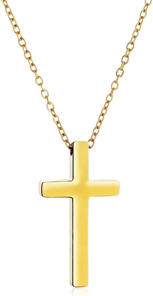 KOMI Gold Cross Pendant Necklace for Woman Safety Needle Necklace Heart Shaped Necklace and Letter Necklace As Gifts for Wife Daughter and Friend