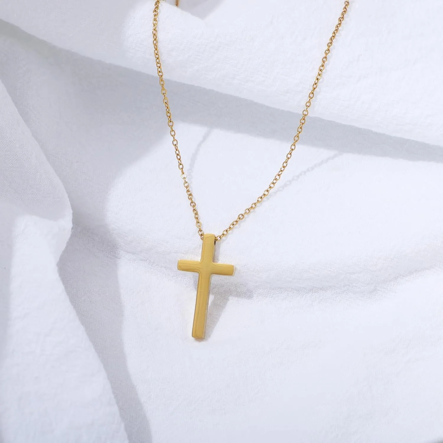 KOMI Gold Cross Pendant Necklace for Woman Safety Needle Necklace Heart Shaped Necklace and Letter Necklace As Gifts for Wife Daughter and Friend
