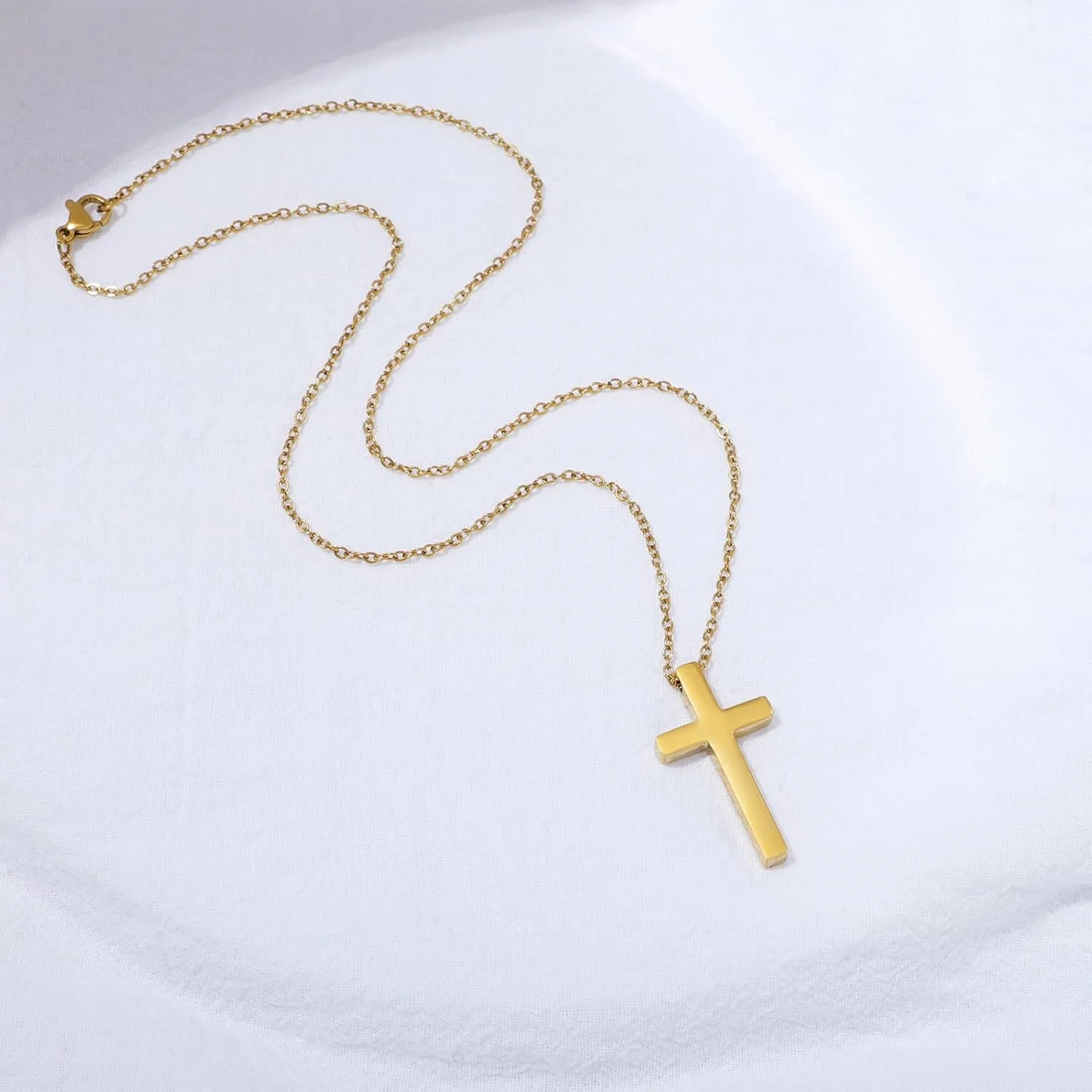 KOMI Gold Cross Pendant Necklace for Woman Safety Needle Necklace Heart Shaped Necklace and Letter Necklace As Gifts for Wife Daughter and Friend