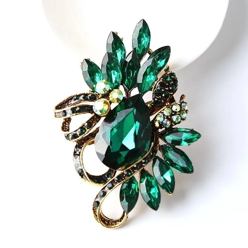 Korean Style Pin Flower Alloy Plating Artificial Crystal Women'S Brooches