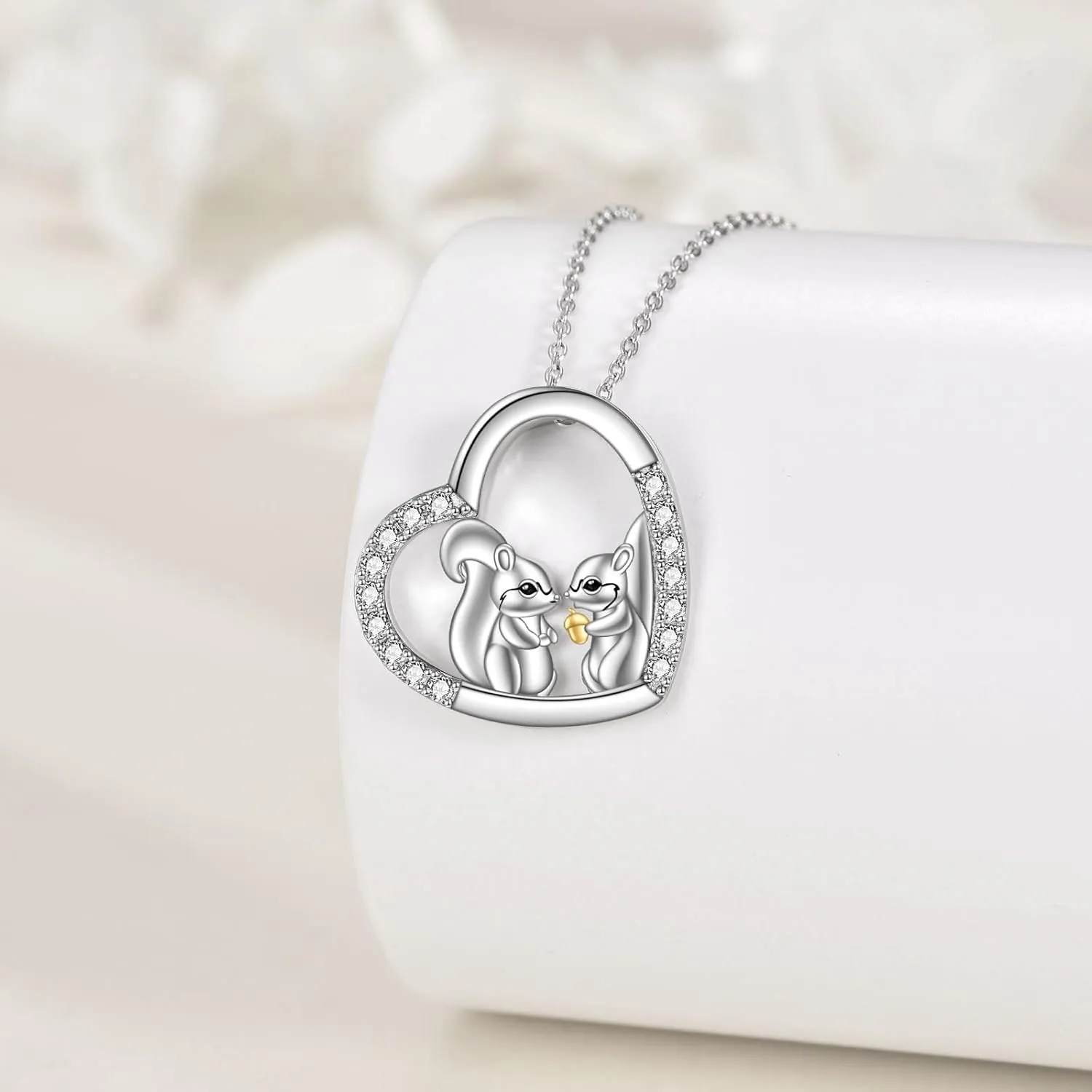 KQF Panda/Horse/Deer/Polar Bear/Owl/Sloth/Hippo/Frog/Sea Lion/Turtle Necklace Sterling Silver Animal Pendant Necklace Jewelry Gifts for Women Girls