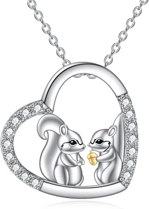 KQF Panda/Horse/Deer/Polar Bear/Owl/Sloth/Hippo/Frog/Sea Lion/Turtle Necklace Sterling Silver Animal Pendant Necklace Jewelry Gifts for Women Girls