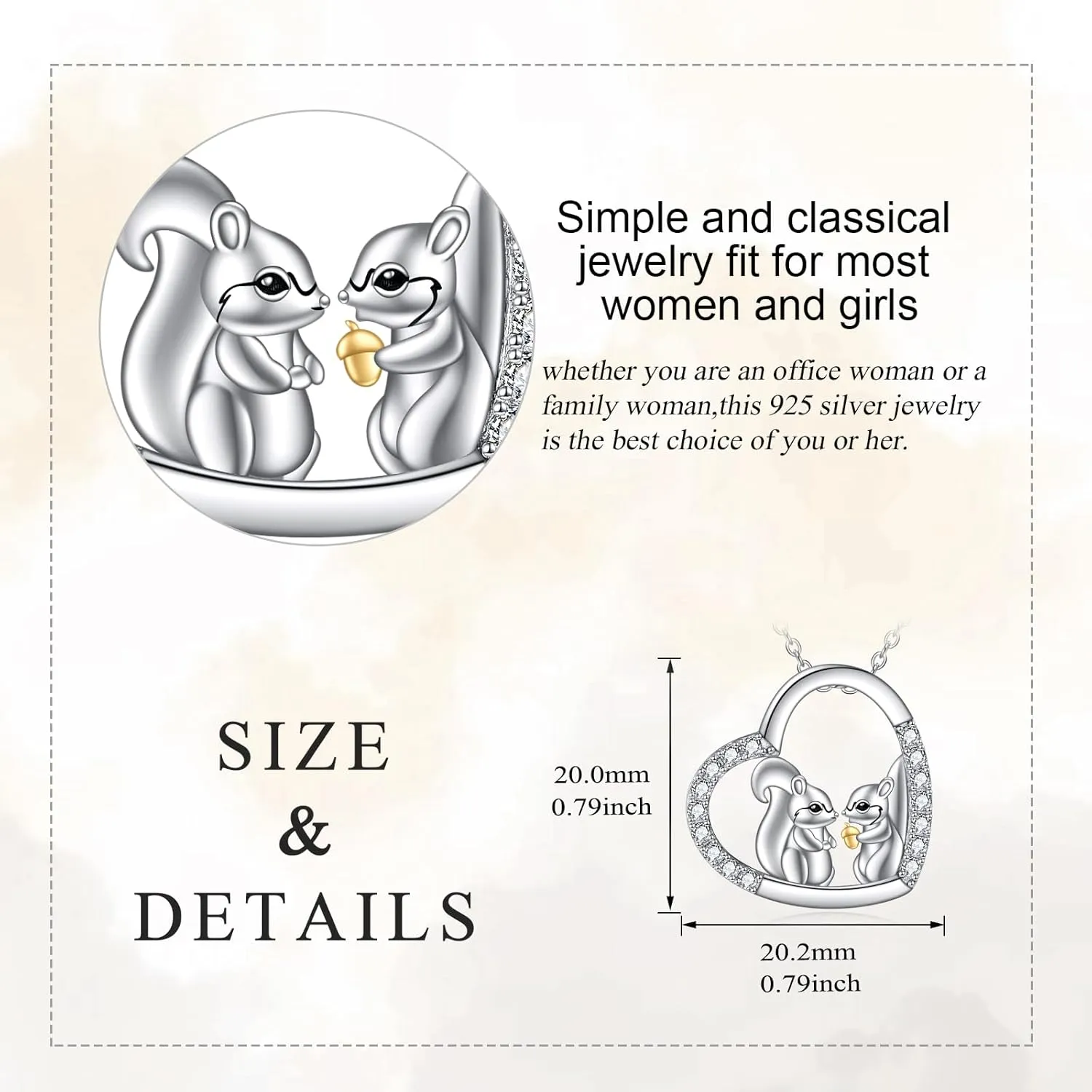 KQF Panda/Horse/Deer/Polar Bear/Owl/Sloth/Hippo/Frog/Sea Lion/Turtle Necklace Sterling Silver Animal Pendant Necklace Jewelry Gifts for Women Girls