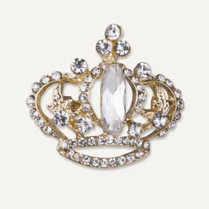 Kylie Crystal Crown Pin Brooch In Gold-Tone