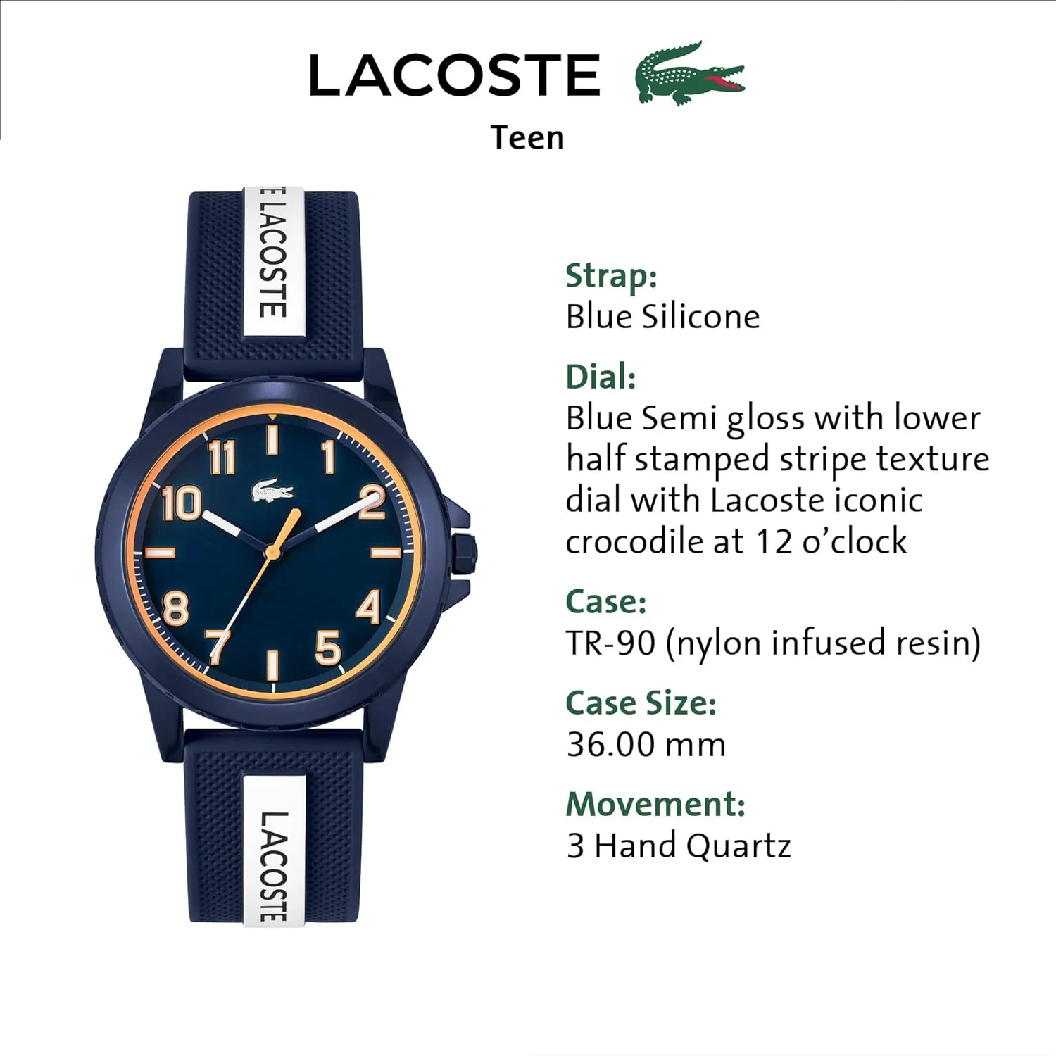 Lacoste Rider Kids' Quartz Watch - TR90 Case - Rubber Strap