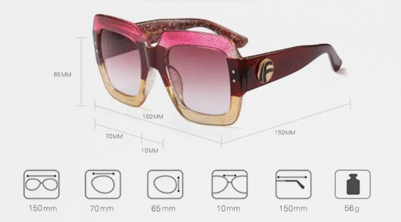 Ladies Ultra Chic Square Designer Sunglasses