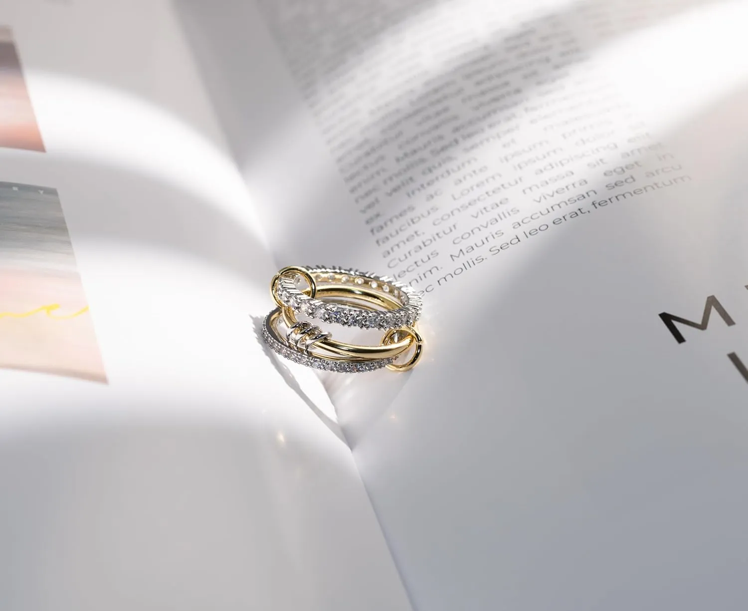 Lamdo Gold Stackable Rings for Women Non-Tarnish,Personal Elegant Dainty 18k Gold Plated CZ Cubic Zirconia Rings,Silver Gold Knuckle Multi-Link Connected Rings Set for Wedding Gift and Mother's Day