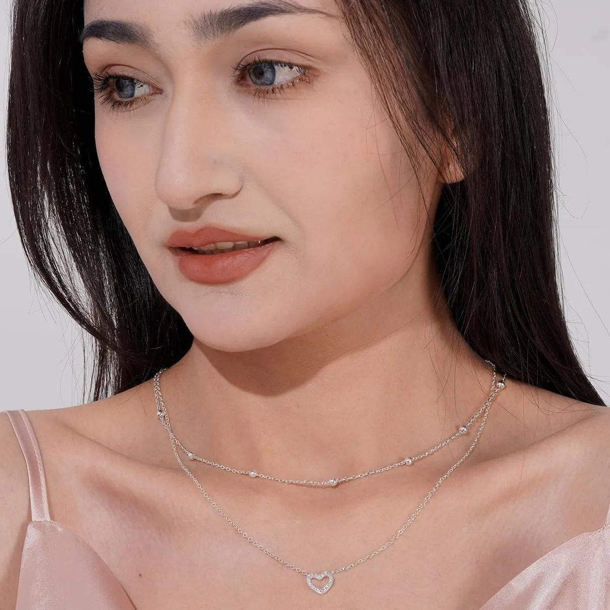 Layered Gold Necklaces for Women, Stackable 14K Gold Plated Necklace, Dainty Cross/Circle/Heart Pendant layered Necklace, Adjustable Dainty Gold/Silver Necklace Jewelry Set for Women