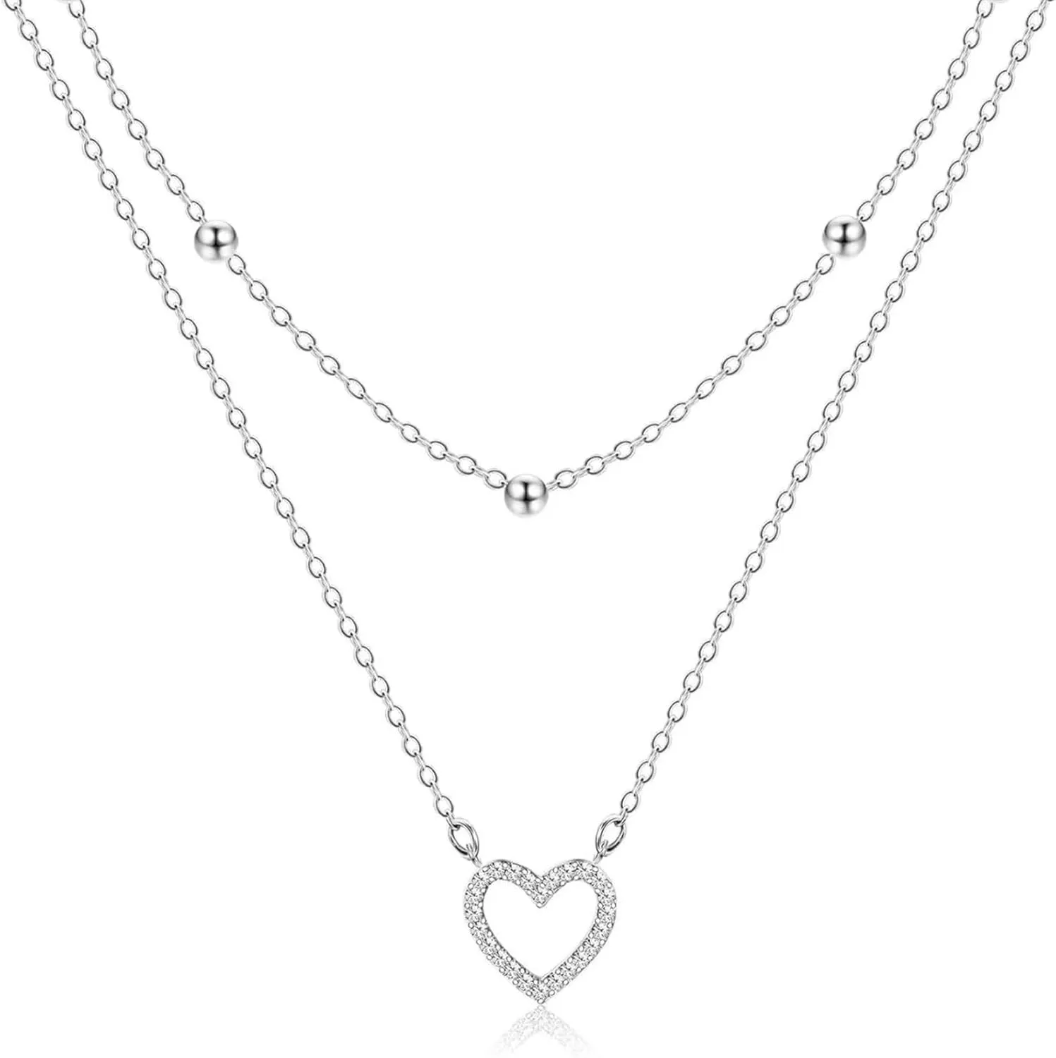 Layered Gold Necklaces for Women, Stackable 14K Gold Plated Necklace, Dainty Cross/Circle/Heart Pendant layered Necklace, Adjustable Dainty Gold/Silver Necklace Jewelry Set for Women
