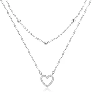 Layered Gold Necklaces for Women, Stackable 14K Gold Plated Necklace, Dainty Cross/Circle/Heart Pendant layered Necklace, Adjustable Dainty Gold/Silver Necklace Jewelry Set for Women