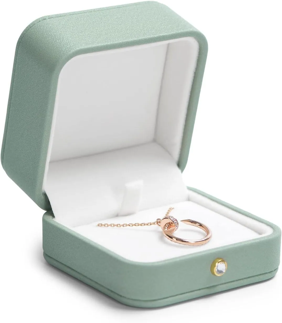 Leather Necklace Box Necklace Gift Box Jewelry Gift Box Bracelet Case Pendant Braceltet Gift Box for Wedding Birthday Mother's Day Gifts (Green)
