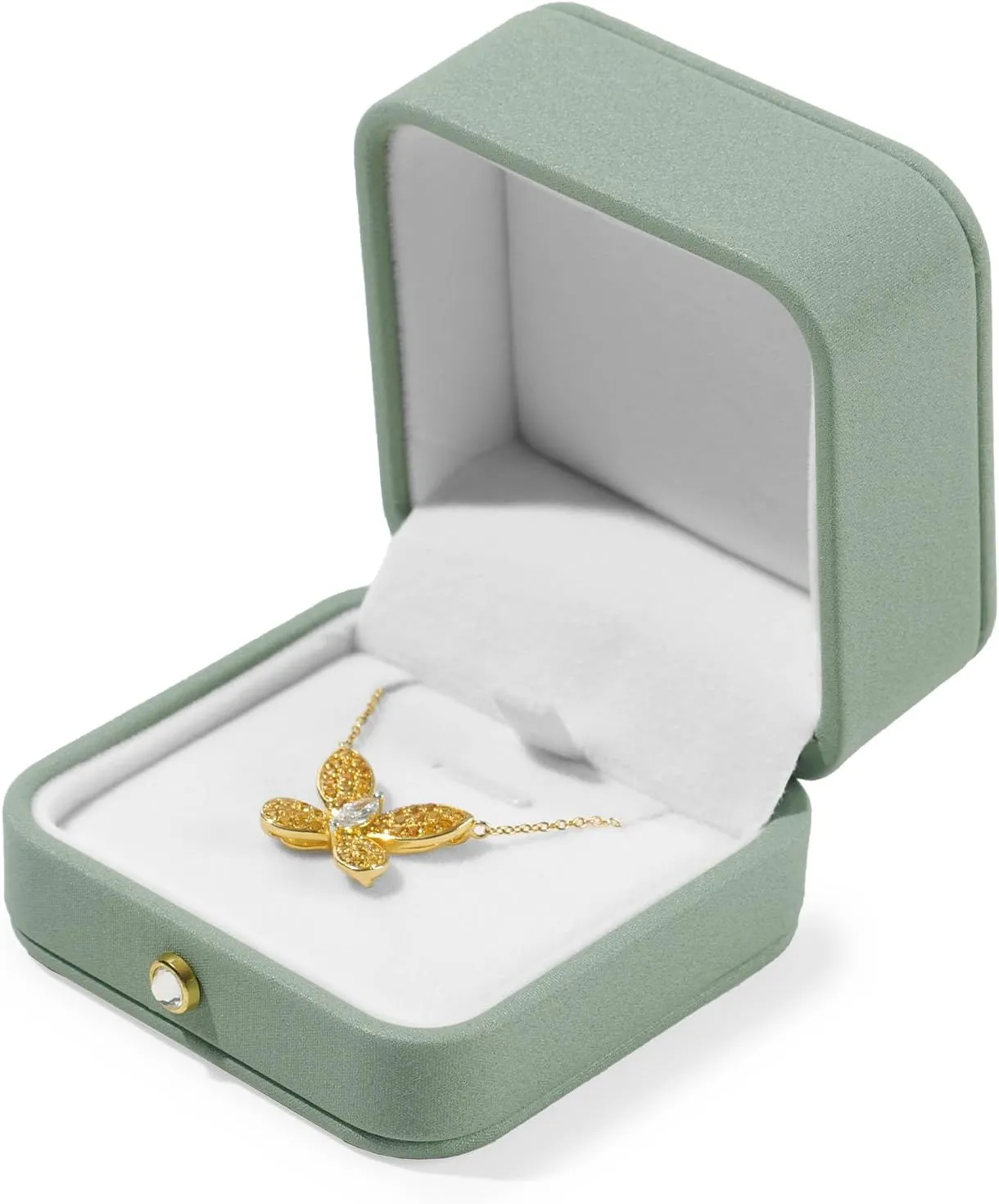 Leather Necklace Box Necklace Gift Box Jewelry Gift Box Bracelet Case Pendant Braceltet Gift Box for Wedding Birthday Mother's Day Gifts (Green)