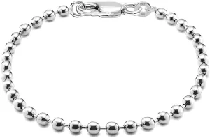 LeCalla 925 Sterling Silver Italian Handmade Round & Oval Bead Ball Strand Chain Bracelet for Women | Women's Silver Bead Ball Chain Bracelet (6.5, 7, 7.5, 8 Inches), Made in Italy