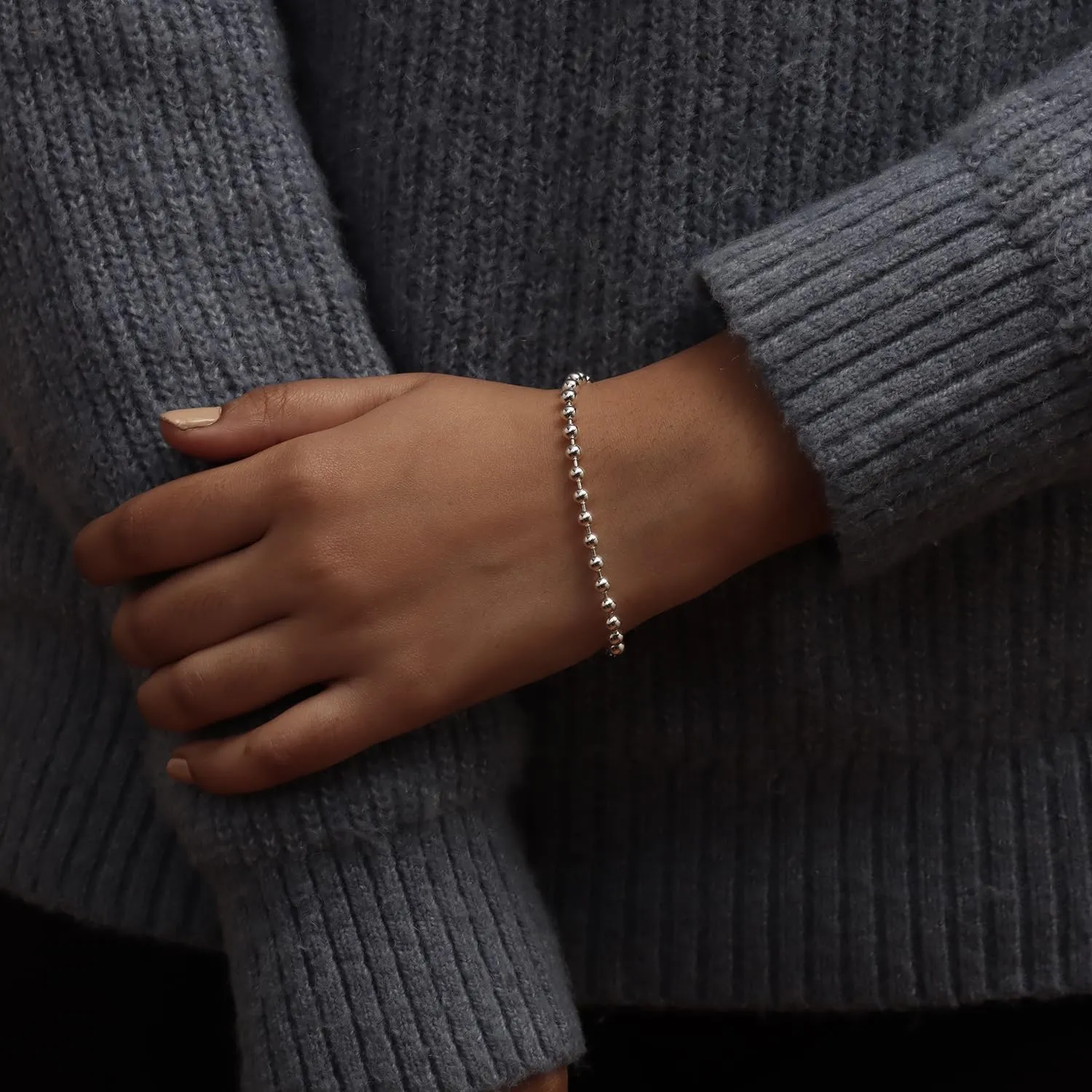 LeCalla 925 Sterling Silver Italian Handmade Round & Oval Bead Ball Strand Chain Bracelet for Women | Women's Silver Bead Ball Chain Bracelet (6.5, 7, 7.5, 8 Inches), Made in Italy
