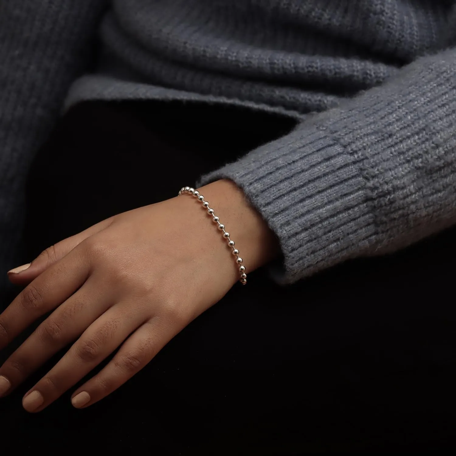 LeCalla 925 Sterling Silver Italian Handmade Round & Oval Bead Ball Strand Chain Bracelet for Women | Women's Silver Bead Ball Chain Bracelet (6.5, 7, 7.5, 8 Inches), Made in Italy
