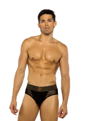 LI777 - Sacred Heart Briefs with Studded Elastic