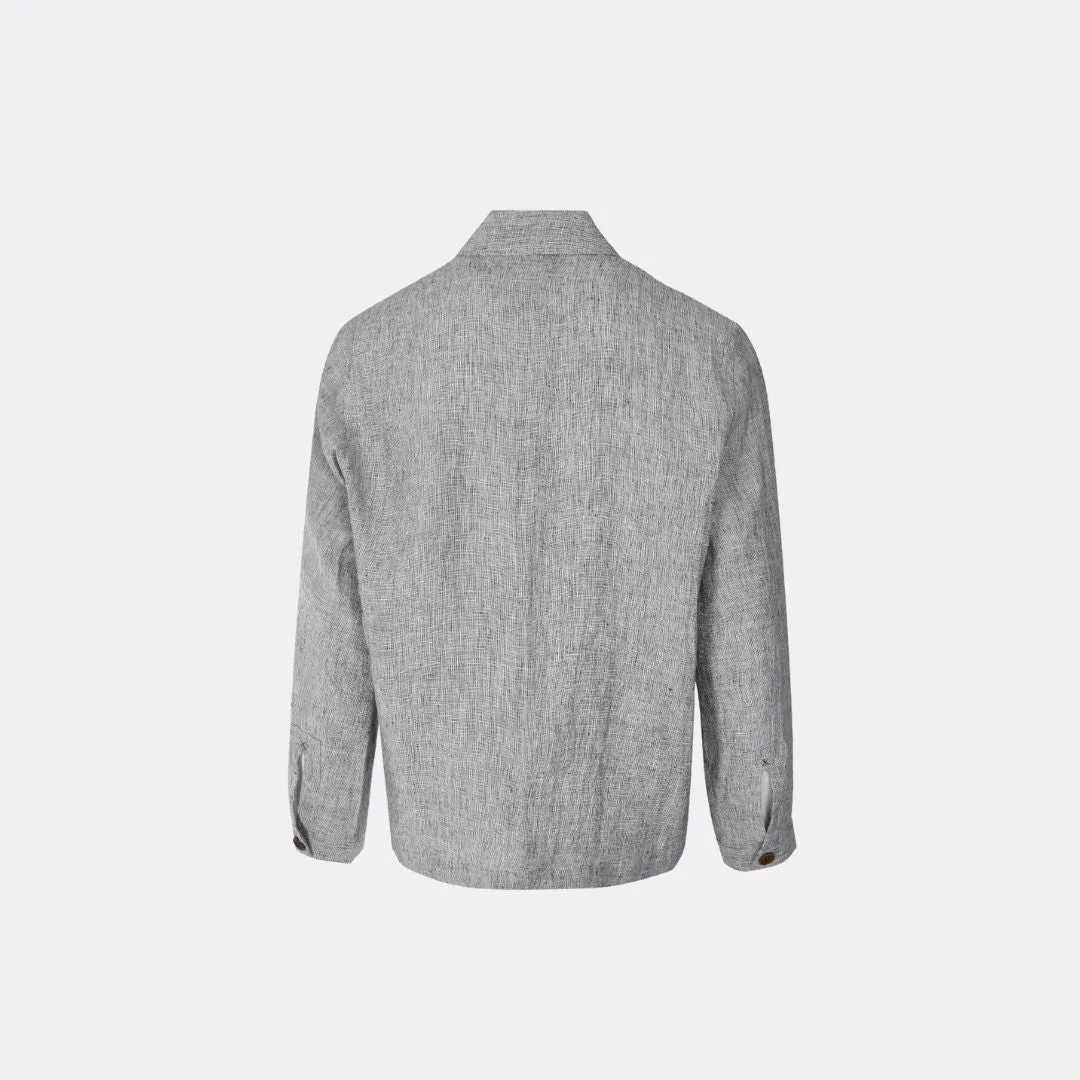 Linen Button Jacket (Grey Marl)