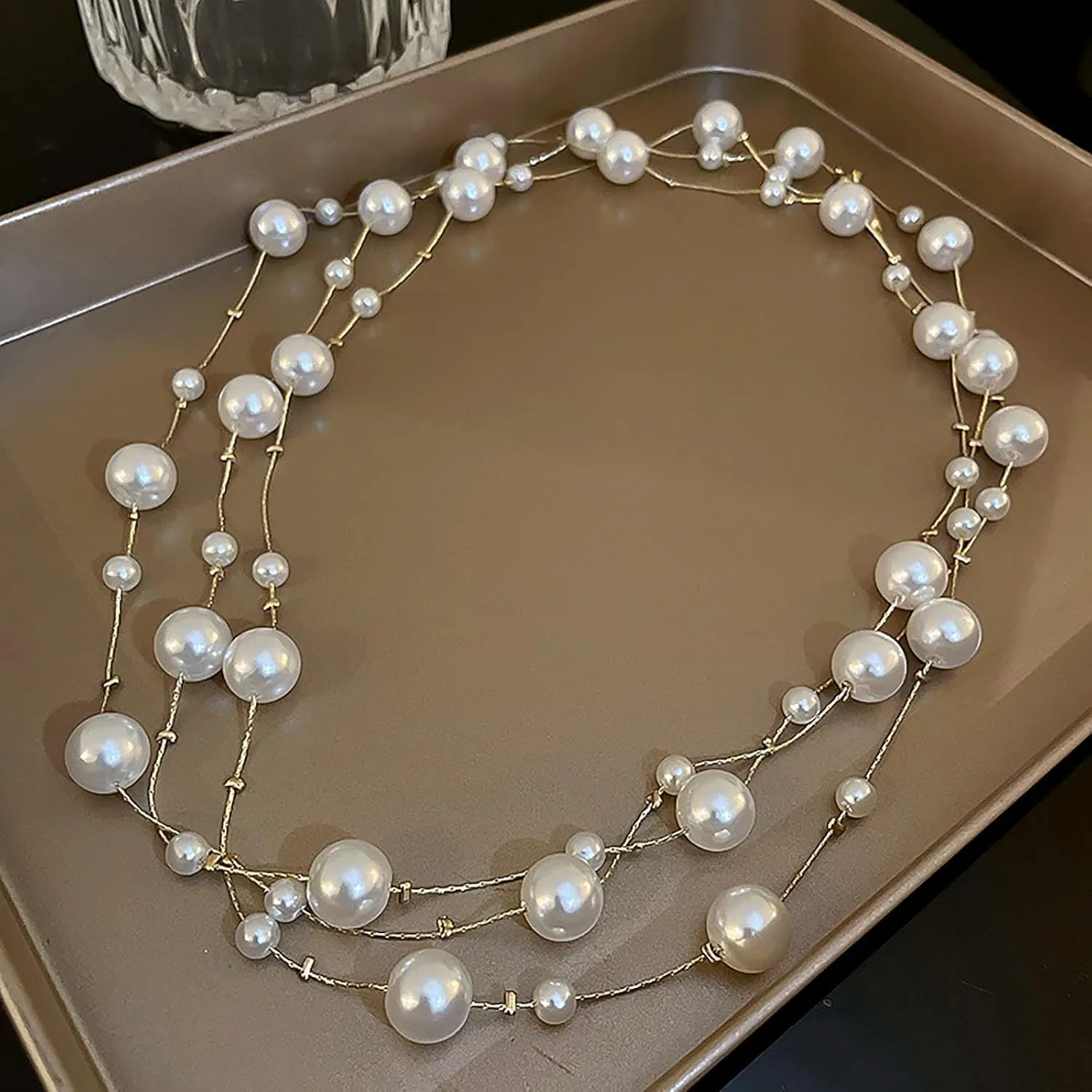 Long Pearl Necklaces for Women Pearl Long Chain Lariat Necklace Layered Boho Pearls Necklace Statement Sweater Strand Chain Jewelry