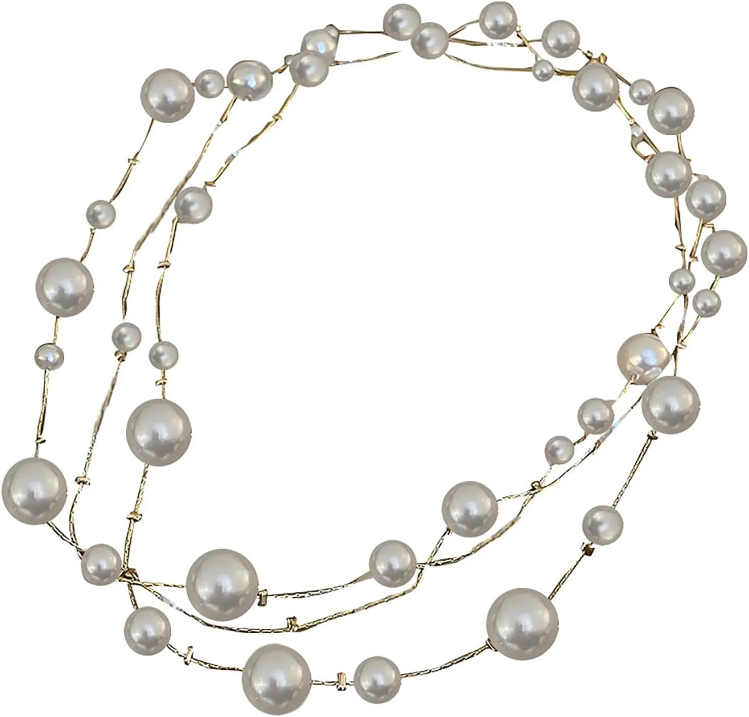 Long Pearl Necklaces for Women Pearl Long Chain Lariat Necklace Layered Boho Pearls Necklace Statement Sweater Strand Chain Jewelry