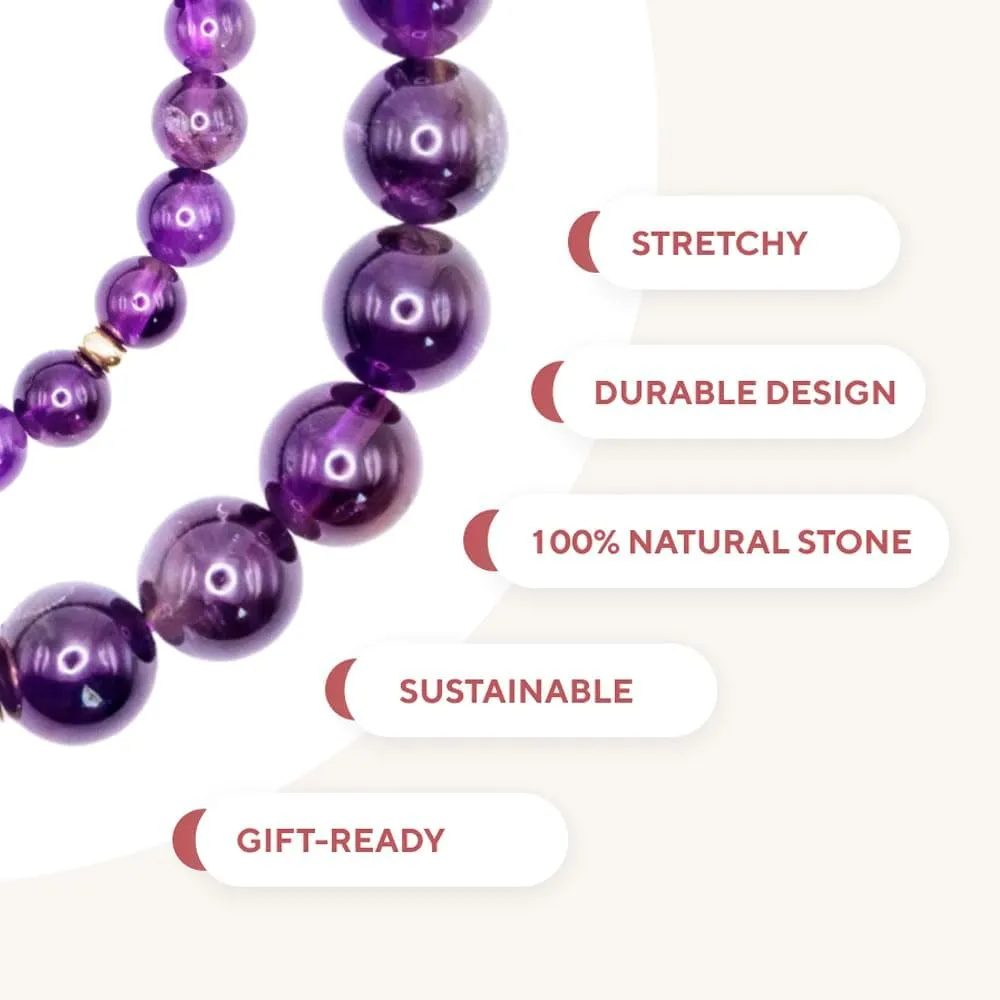 Love & Grace Handmade Stone Beaded Bracelets - Premium 6mm Beads with Durable Elastic Stretch Wristbands, Vibrating Good Energy, Blessing, Grounding, Power, & Appreciation for Men and Women