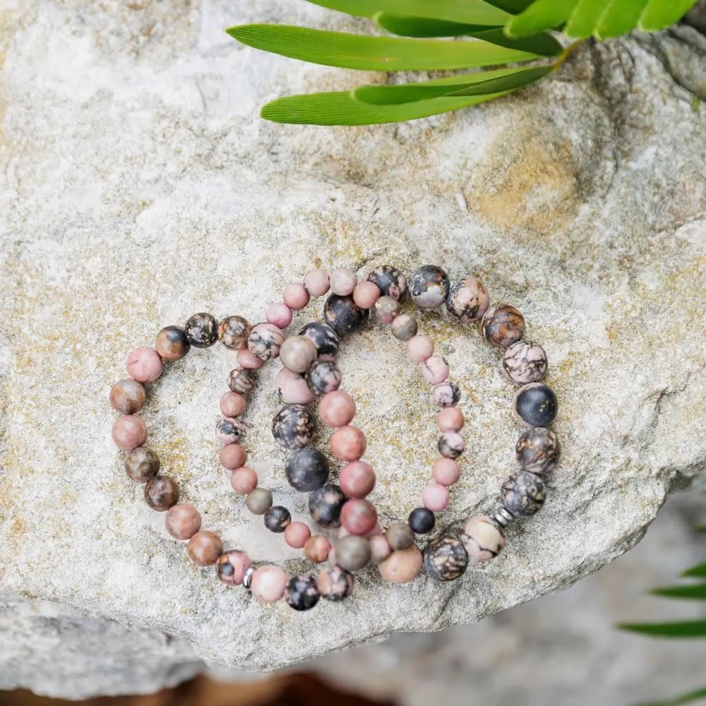 Love & Grace Handmade Stone Beaded Bracelets - Premium 6mm Beads with Durable Elastic Stretch Wristbands, Vibrating Good Energy, Blessing, Grounding, Power, & Appreciation for Men and Women