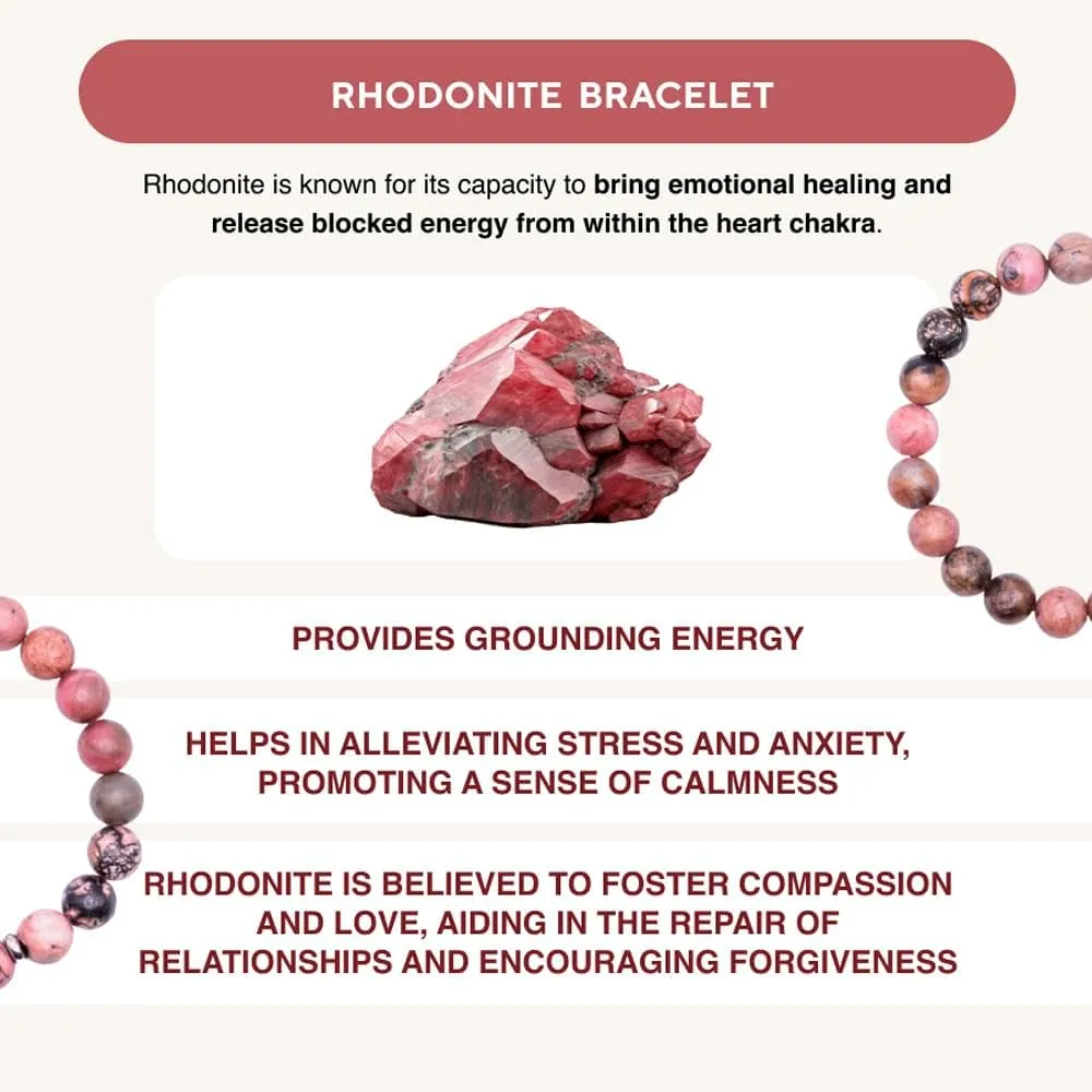 Love & Grace Handmade Stone Beaded Bracelets - Premium 6mm Beads with Durable Elastic Stretch Wristbands, Vibrating Good Energy, Blessing, Grounding, Power, & Appreciation for Men and Women