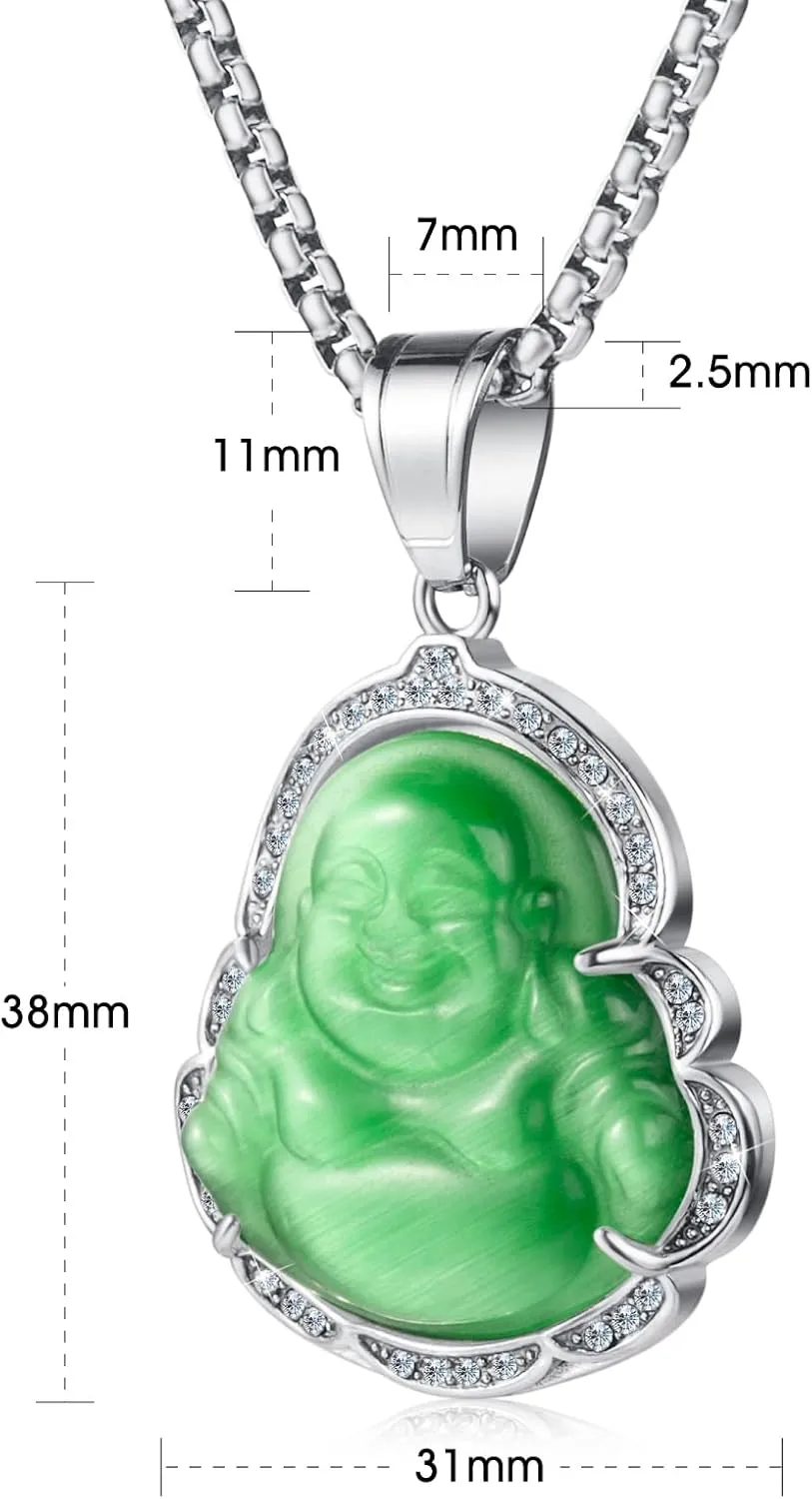 Lucky Laughing Buddha Pendant Chain Necklaces Amulet Jewelry for Men Women Boys 60cm