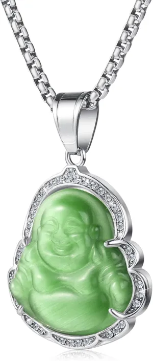 Lucky Laughing Buddha Pendant Chain Necklaces Amulet Jewelry for Men Women Boys 60cm