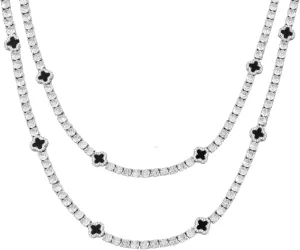 LuxeFlex 4mm Iced Out Four Leaf Tennis Chain,White Gold Plated with 5A Zircon Stones, exquisite Handmade Hip Hop Bling Necklace Perfect Unisex Jewelry Gift