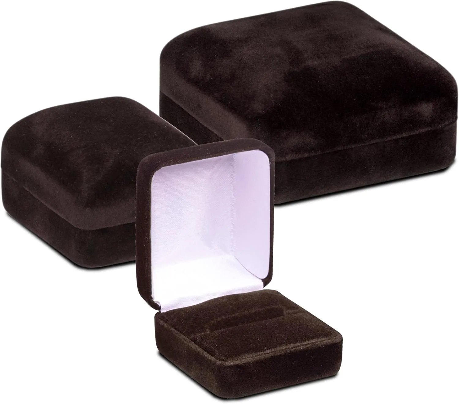 Luxury Rounded-Top Velvet Ring Box - Ring Gift Box for Engagement, Proposal, Wedding Day - Elegant Velour Jewelry Box for Men & Women - Small Ring Case with Satin Inner Top