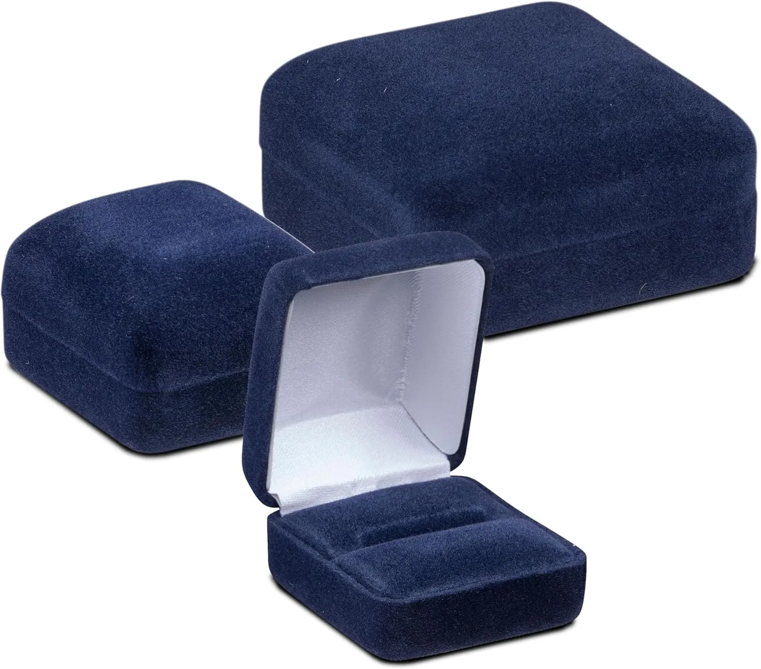 Luxury Rounded-Top Velvet Ring Box - Ring Gift Box for Engagement, Proposal, Wedding Day - Elegant Velour Jewelry Box for Men & Women - Small Ring Case with Satin Inner Top