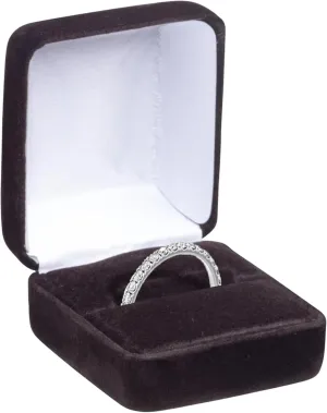 Luxury Rounded-Top Velvet Ring Box - Ring Gift Box for Engagement, Proposal, Wedding Day - Elegant Velour Jewelry Box for Men & Women - Small Ring Case with Satin Inner Top