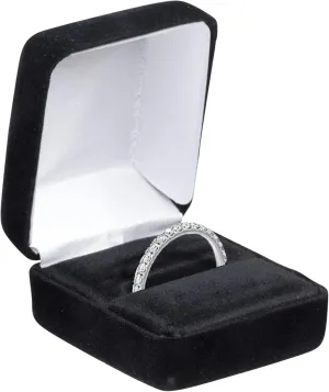 Luxury Rounded-Top Velvet Ring Box - Ring Gift Box for Engagement, Proposal, Wedding Day - Elegant Velour Jewelry Box for Men & Women - Small Ring Case with Satin Inner Top