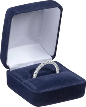 Luxury Rounded-Top Velvet Ring Box - Ring Gift Box for Engagement, Proposal, Wedding Day - Elegant Velour Jewelry Box for Men & Women - Small Ring Case with Satin Inner Top