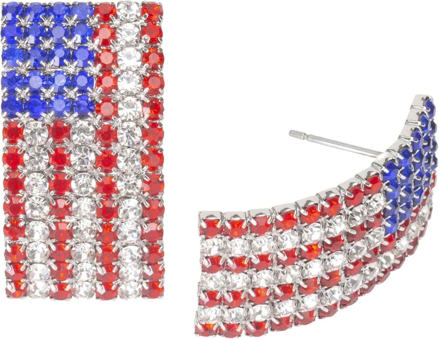 Madison Tyler Americana Collection 4th of July Dangle Drop Earrings for Women | Fashion Red Blue White Patriotic USA Cute Pave Rhinestone Star Post Earrings | American Independence Day Gifts