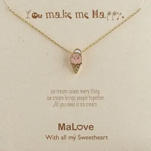 MaLove Lovely Simple Daily Dainty Small Tiny Delicate Ice cream Inspirational Pendant Necklace Handmade Pendant Necklace Jewelry Gift for Women