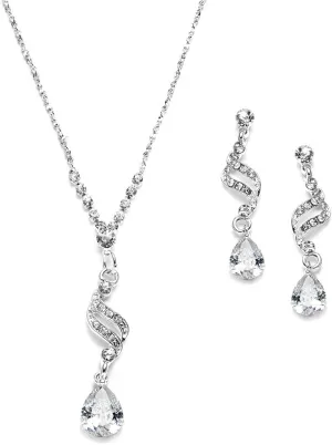 Mariell Cubic Zirconia Prom Jewelry Set, Necklace & Earrings Set for Brides, Bridesmaids, Wedding Jewelry