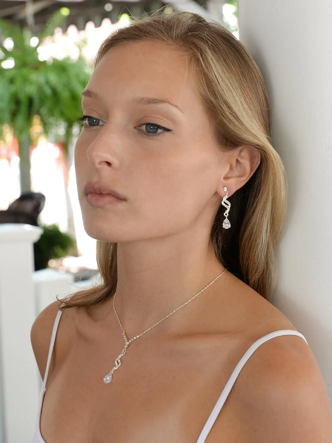 Mariell Cubic Zirconia Prom Jewelry Set, Necklace & Earrings Set for Brides, Bridesmaids, Wedding Jewelry