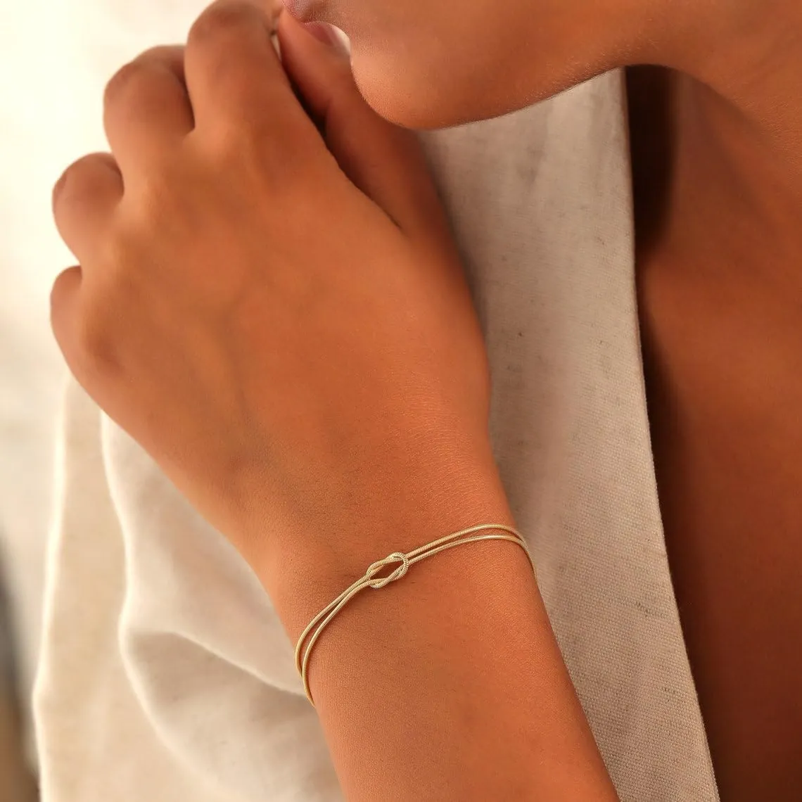 Matching Bracelets for CouplesDainty Gold Love Knot Bracelet 14K Gold Plated Herringbone Chain Bracelet Relationship Jewelry Gifts for Best Friend