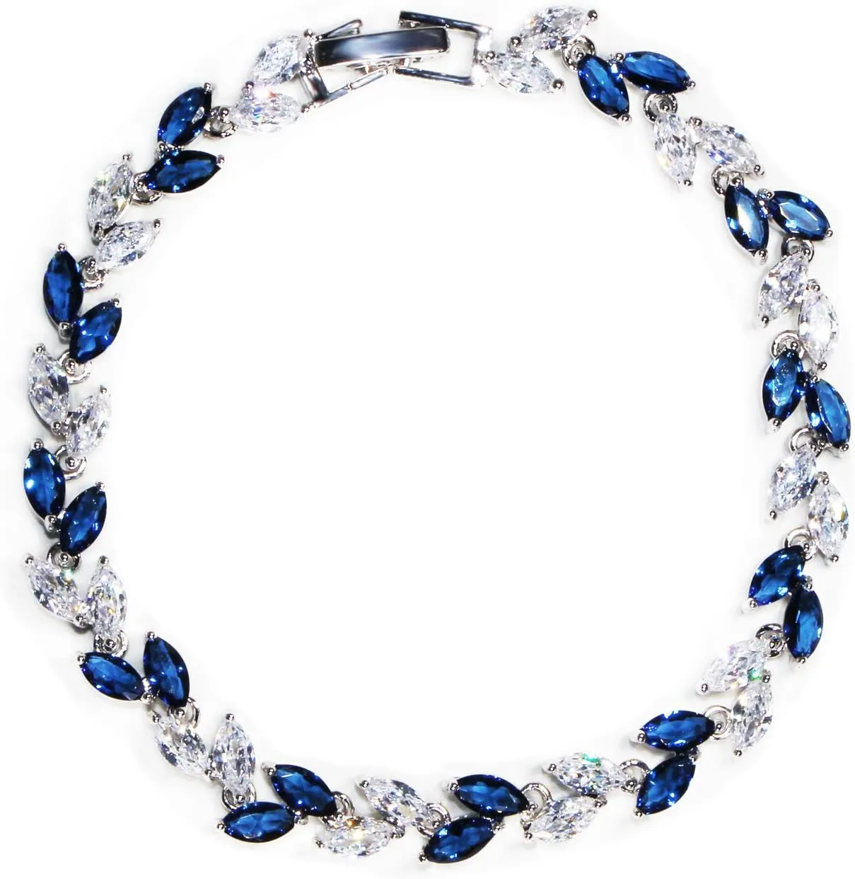 Me&Hz Silver Plated Crystal Tennis Bracelet Cubic Zirconia Birthstone CZ Bracelets Classic Leaf Bracelets for Women Sparkly Formal Wedding Bracelet Jewelry Gift