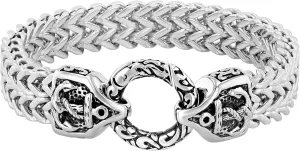 Men's Anchor Franco Bracelet  High Polish Stainless Steel, Snap Clasp, 9 Inch