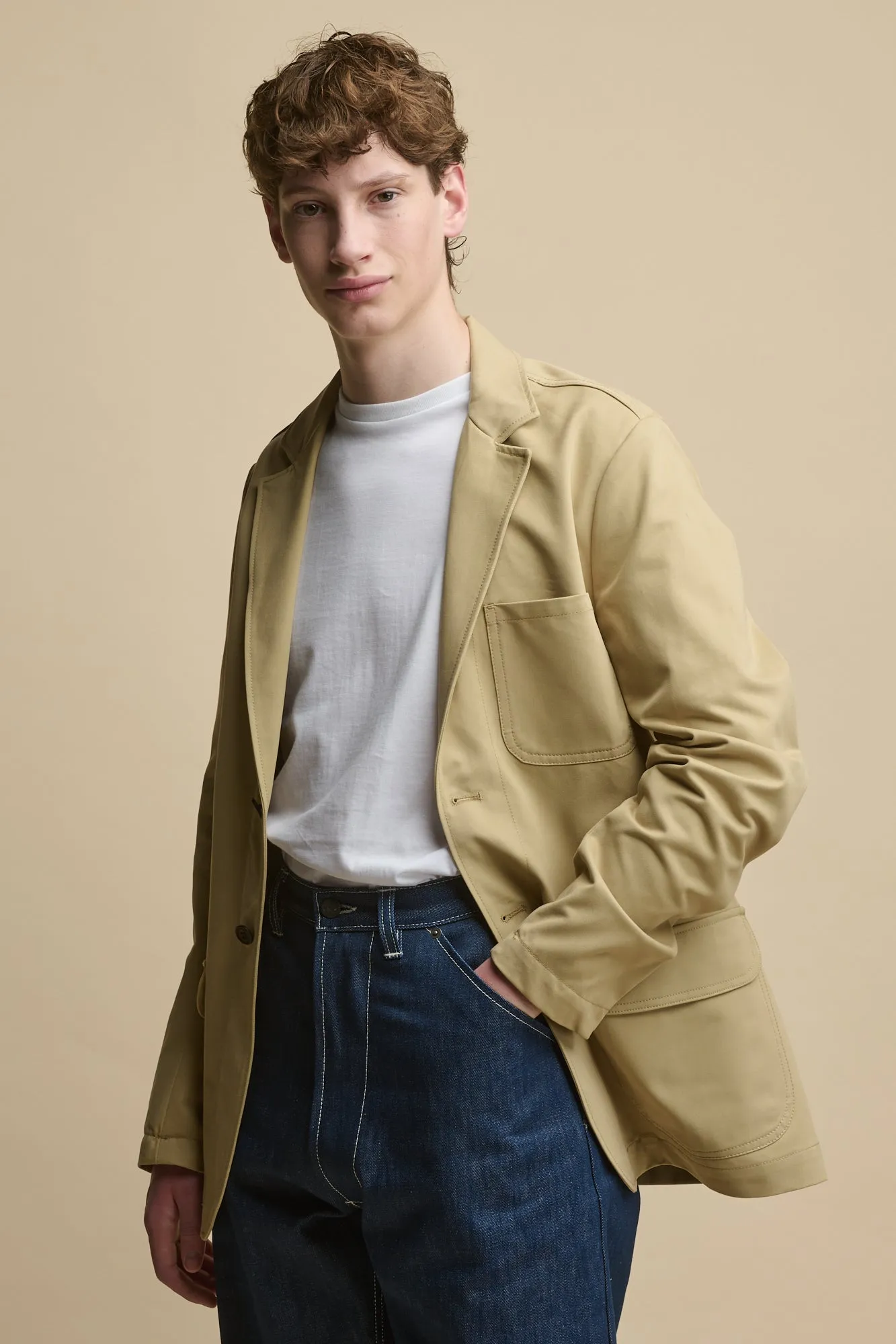 Men's James Single Breasted Blazer - Stone