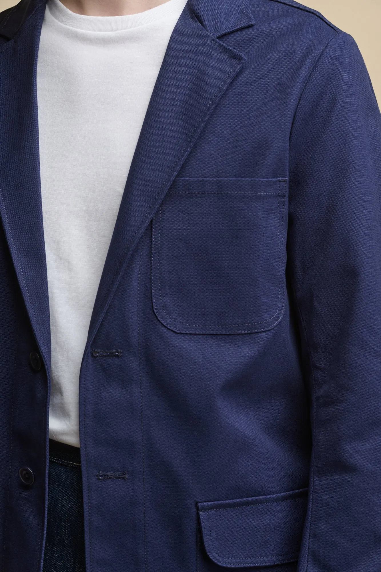 Men's James Single Breasted Canvas Blazer - Navy