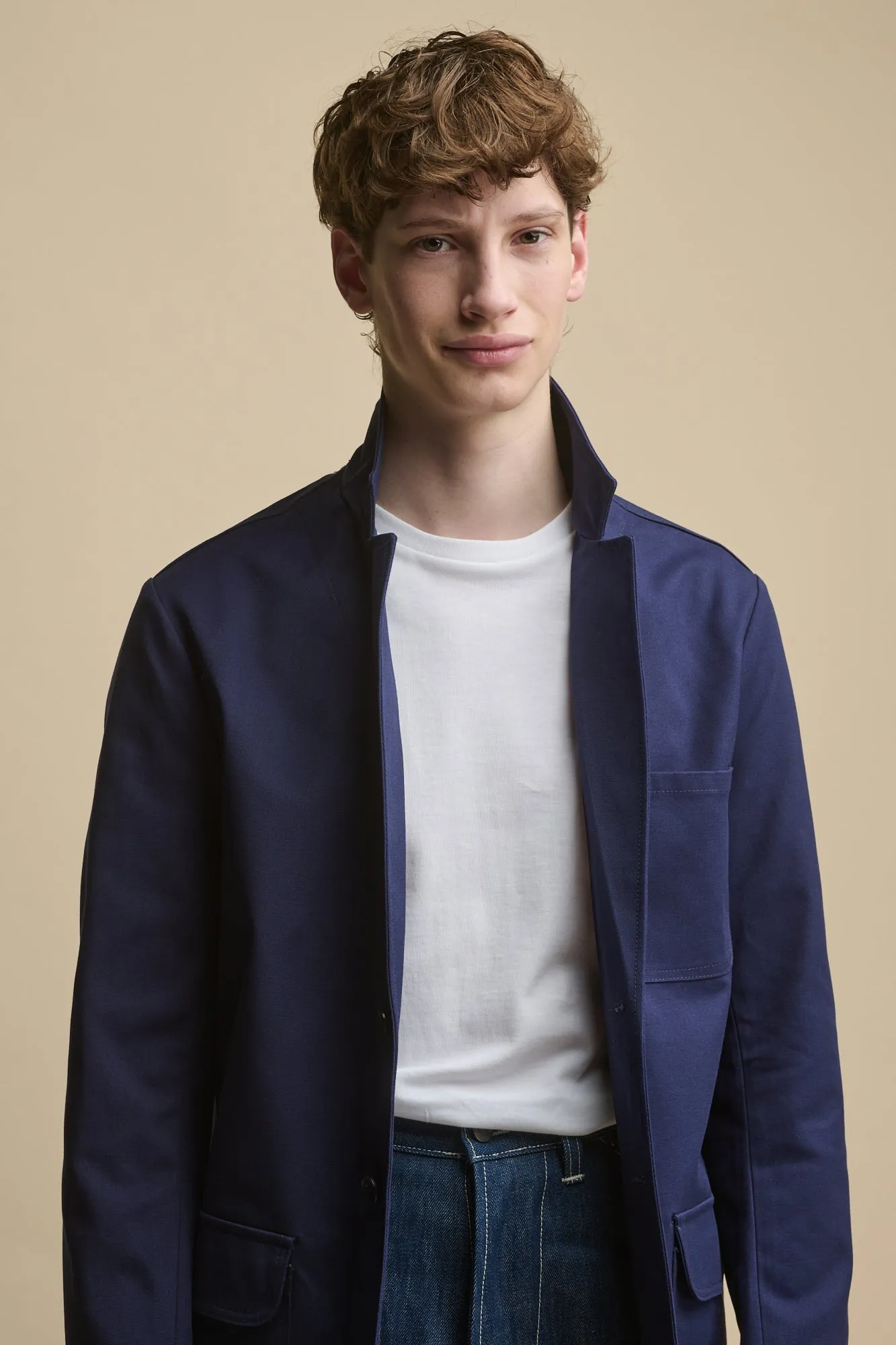 Men's James Single Breasted Canvas Blazer - Navy