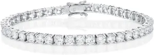 Mens Tennis Bracelet, Solid 925 Sterling Silver Bracelet for Men with 4mm AAA Sparkling White Cubic Zirconia Stones, Stylish Mens Bracelets with Gift Box